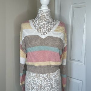 Hollister v-neck striped sweater.